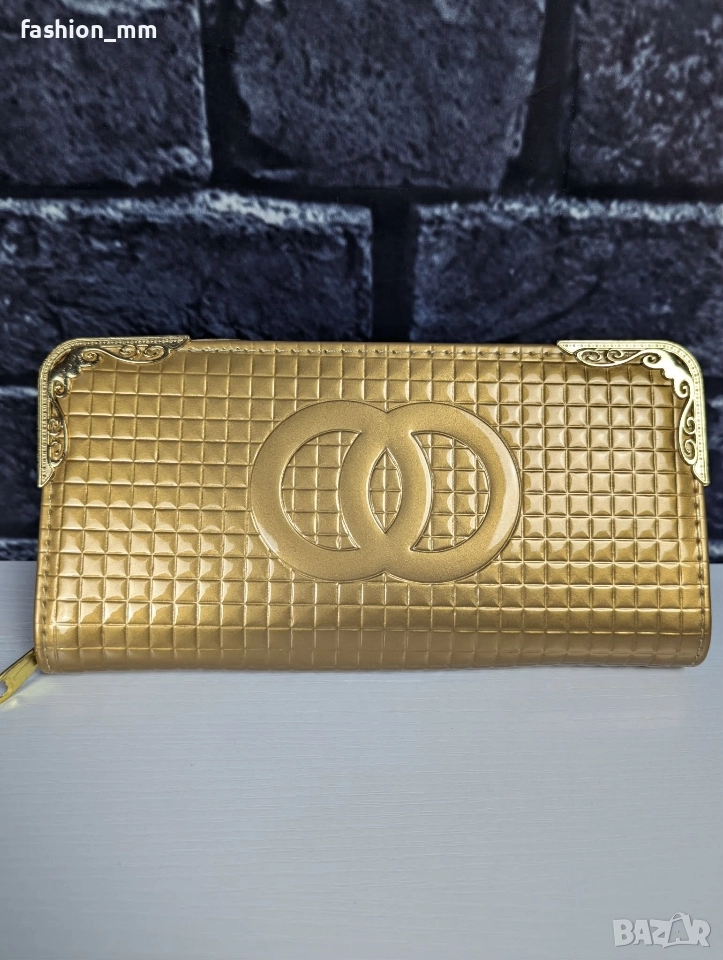 Лачено портмоне сиво и златно, снимка 1