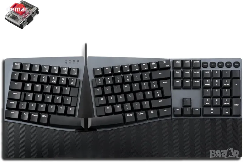 perixx PERIBOARD-535RD Кабелна ергономична механична разделена клавиатура, снимка 1