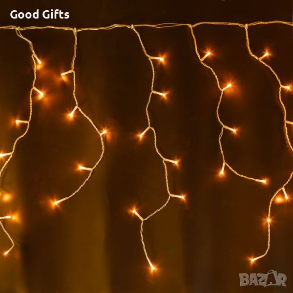 Коледни лампички Завеса, 500 LED, Наситено Топло бяло, Прозрачен кабел, снимка 1