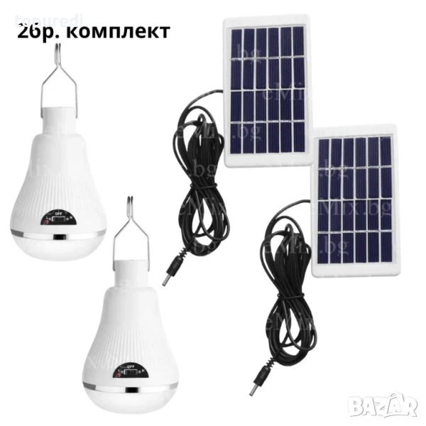 2БР КЪМПИНГ ЛАМПА ЗА ОКАЧВАНЕ СЪС СОЛАРЕН ПАНЕЛ GR-020, снимка 1