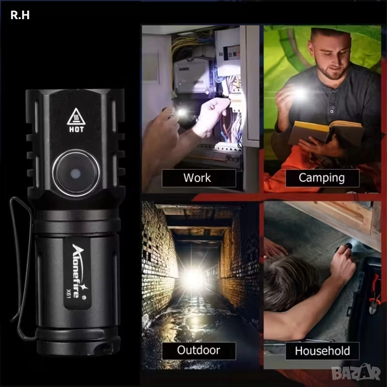 Компактен и силен фенер 6000К USB Type C , снимка 1