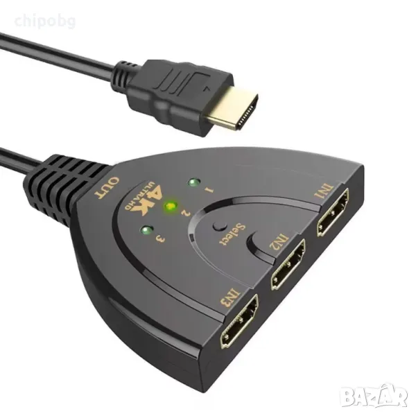 Суич DeTech, HDMI – 3xHDMI, снимка 1