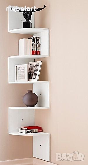 Ъглова Етажерка - Бял гланц, снимка 1