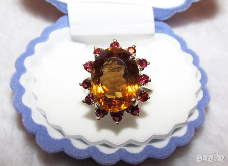 925 сребърен пръстен с красив цитрин подходящ за подарък, снимка 1
