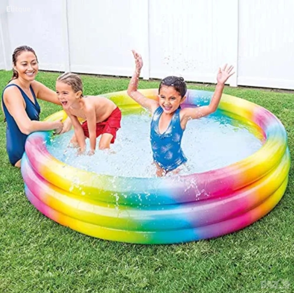 Многоцветен надуваем детски басейн I n t e x - Идеален за забавления в градината 58439NP, снимка 1