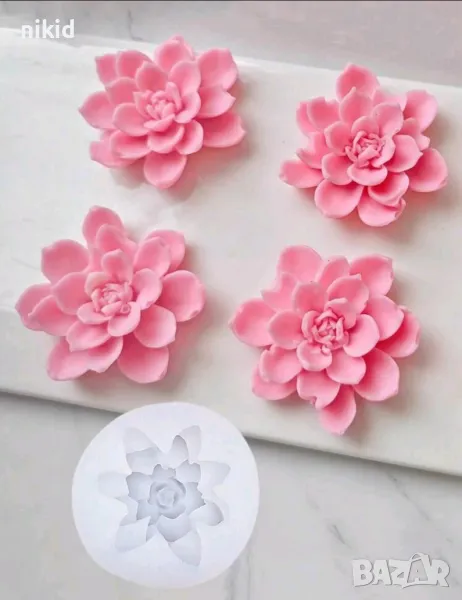 3d Лотос лотус цвете с много листа силиконое молд форма фондан смола шоколад декор украса, снимка 1