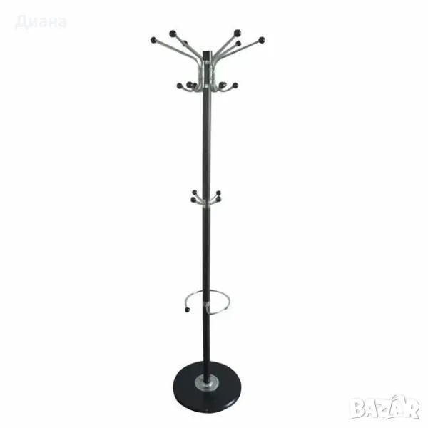 Метална закачалка за дрехи с масивна кръгла основа и 3 нива на закачане – 178 см, снимка 1