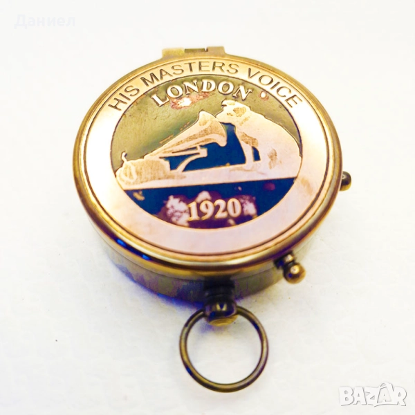 Бронзов компас с логото на   The Gramophone Company, снимка 1