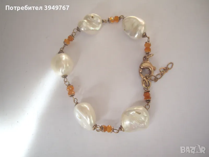 Сребърна позлатена гривна., снимка 1