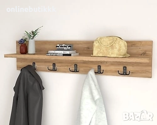 Модерна стенна закачалка с рафт – стил и практичност в едно!, снимка 1