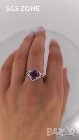 СРЕБЪРЕН ПРЪСТЕН ОТ ТАЙЛАНД СЪС ПЕРИДОТ ЦИТРИН ИЛИ АМЕТИСТ, снимка 7 - Пръстени - 51179041