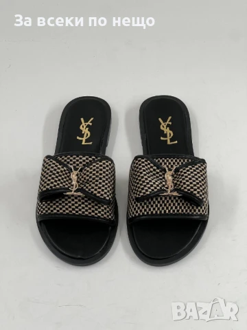 Yves Saint Laurent Дамски Черни Чехли Код E506, снимка 3 - Чехли - 50706342