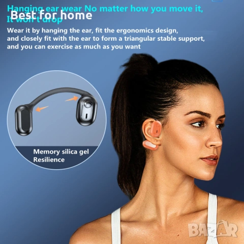 Безжични слушалки с отворени уши за офис тренировки и шофиране, снимка 6 - Bluetooth слушалки - 53705949