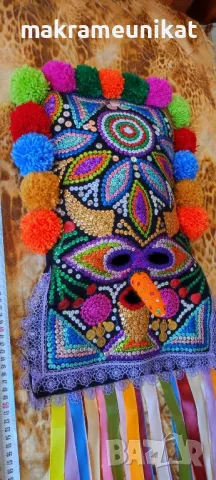 Кукерска маска, капашон, гугла, Новодел, Сурва, Кукерландия, маскарад, фестивал, събор, декорация , снимка 2 - Декорация за дома - 44190652
