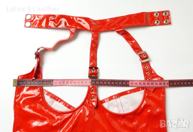 Червено лачено боди с отворени чашки и дъно, снимка 11 - Бельо - 52190741