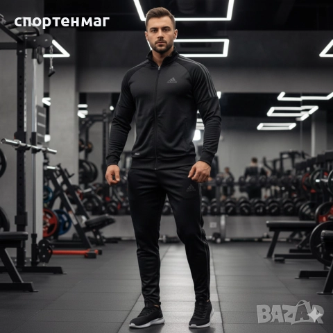 Мъжки анцуг ADIDAS CLASSIC черен/бяло или черен/сиво