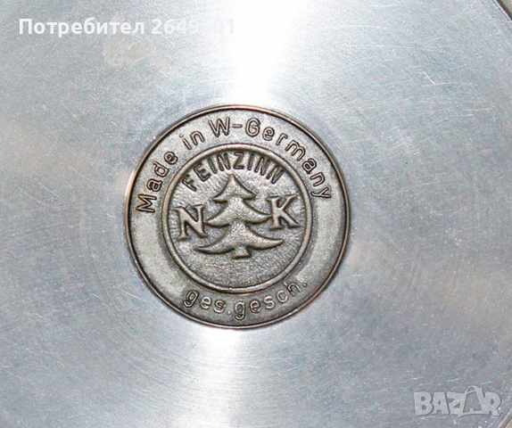 Стара NK Zinn Западна Германия метална чиния релефни мотиви , снимка 3 - Колекции - 36137961