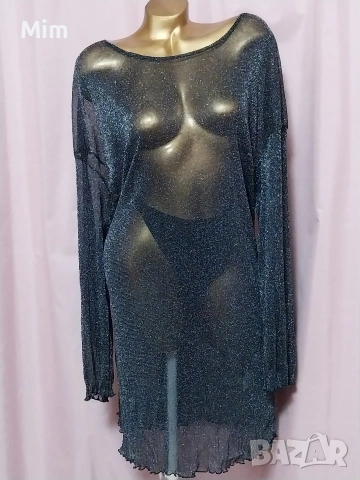 2XL/3XL/4XL Ефирна рокля с брокатена нишка , снимка 2 - Рокли - 53147370