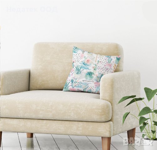 Декоративна възглавница, Ecru Cactus, 43x43см, Многоцветна, снимка 2 - Възглавници - 40999785