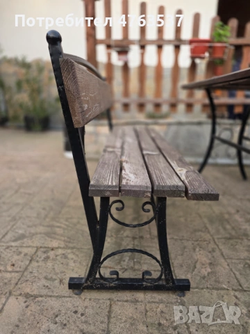 Маси и пейки от ковано желязо и дърво използвани , снимка 3 - Маси - 53816844