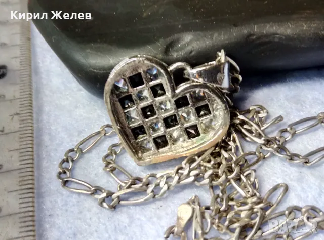 СКЪПОЦЕНЕН СЪРЦЕВИДЕН СРЕБЪРЕН МЕДАЛЬОН с СРЕБЪРНА ВЕРИЖКА РОДИРАНО СРЕБРО 925 БУТИКОВО КОЛИЕ 49357, снимка 3 - Колиета, медальони, синджири - 49328289