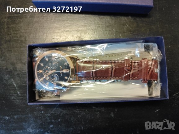 POEDAGAR - кварцов часовник,дата,кожена каишка, снимка 11 - Мъжки - 41435502