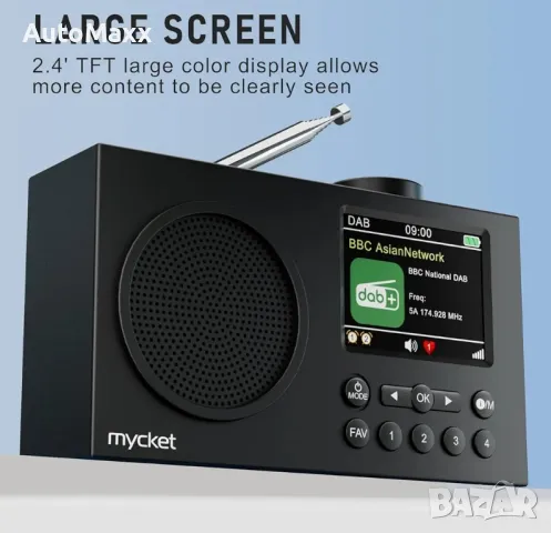 Преносимо радио Mycket DAB, цифрови радиостанции DAB Plus с Bluetooth, USB акумулаторно FM радио

, снимка 4 - Радиокасетофони, транзистори - 49922280