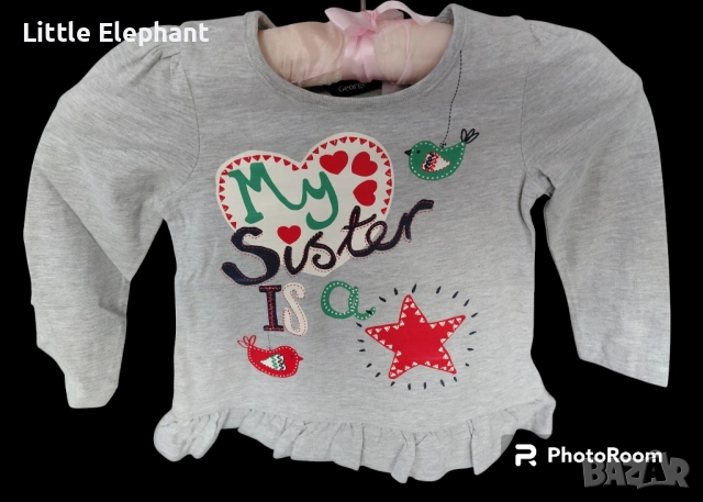 Блузка с дълъг ръкав за 18-24 мес мом"My sister is a star",колекция"Winter Holidays",Англия/нова