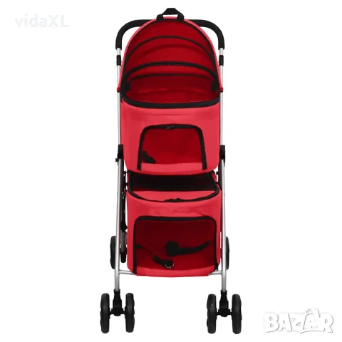 vidaXL Сгъваема количка за кучета, червена, 83x48x97 см, Оксфорд плат, снимка 2 - Други - 56146312