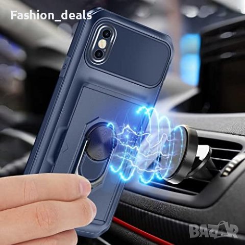 Нов Удароустойчив калъф за телефон iPhone X/Xs 11 и 13 с магнитен пръстен Айфон кейс, снимка 6 - Калъфи, кейсове - 37116925