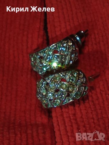 ПОСРЕБРЕНИ или СРЕБЪРНИ КРАСИВИ ОБЕЦИ с КРИСТАЛИ 19439, снимка 4 - Обеци - 31557442