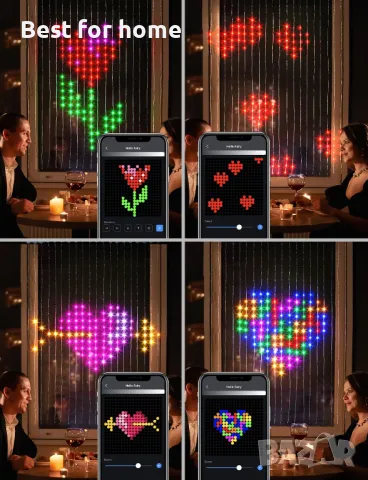 Светлина завеса с Wifi 540LEDs 1.50 x 2 м - програмируема Lphianx, снимка 3 - Лед осветление - 48352107