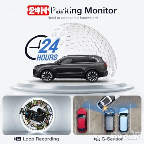 Нова 4K предна и 2.5K задна камера за кола, G-сензор, паркинг режим, снимка 6 - Друга електроника - 52463196