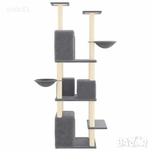 vidaXL Котешко дърво със сизалени стълбове, тъмносиво, 180 см, снимка 4 - За котки - 56146318