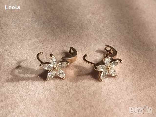 Позлатени обеци 14К злато, снимка 5 - Обеци - 35691520