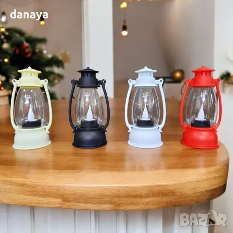 5415 Декоративен светещ коледен фенер тип ретро лампа, 13 см, снимка 2 - Декорация за дома - 47823587