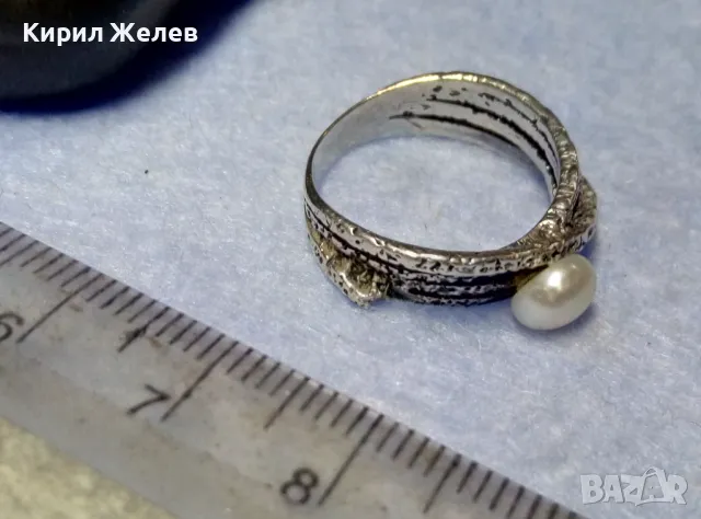 РАЗКОШЕН ПЕРЛЕН СРЕБЪРЕН ПРЪСТЕН РОДИРАНО СРЕБРО 925 с ИНКРУСТИРАНА БЯЛА НАТУРАЛНА ПЕРЛА 50163, снимка 8 - Пръстени - 50337117