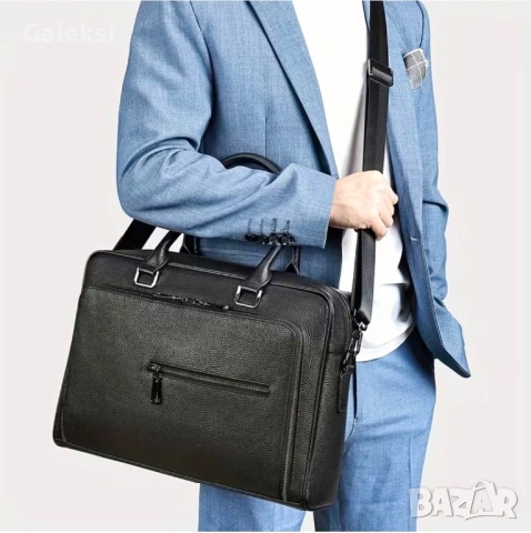 Мъжка елегантна и изискана черна бизнес чанта /Селективна естест. кожа!, снимка 7 - Чанти - 53471226