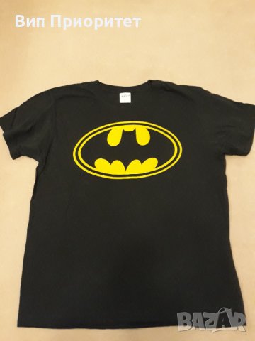 Тениска Батман, черна с принт отпред , изчистен модел, къс ръкав