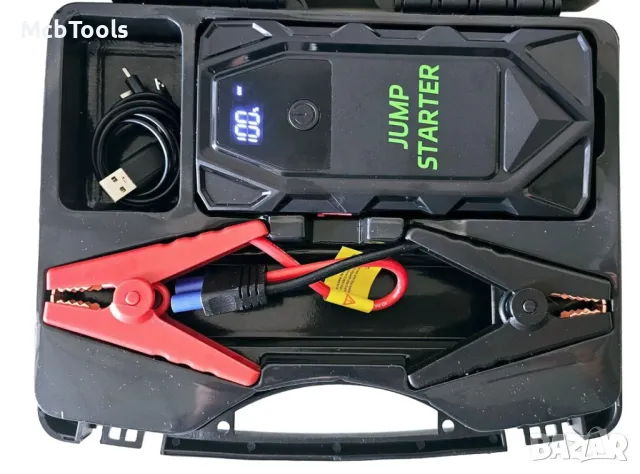 Мултифункционален автомобилен стартер Jump Starter 18000mAh, 12V, Максимален ток 2000A с компресор, снимка 2 - Аксесоари и консумативи - 47430163