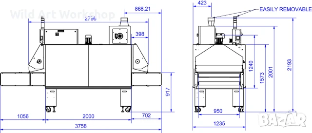 Професионален тунел за сушене на тениски ACE-950, снимка 5 - Други машини и части - 50658227