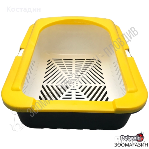 Котешка Тоалетна - с Борд - 50/38/19см - Жълто-Черна - Ръчно Самопочистващ се Съд, снимка 3 - За котки - 51456501