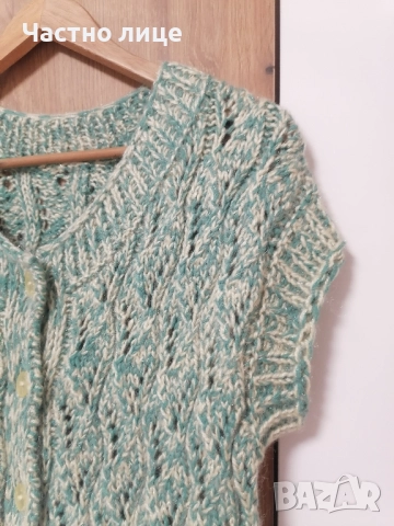 Нов дамски елек, ръчно плетиво, ГО 47 см, дължина 80 см. , снимка 3 - Елеци - 52459453