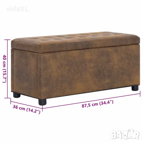 vidaXL Табуретка ракла, 87,5 см, кафява, изкуствен велур, снимка 5 - Ракли - 56146475