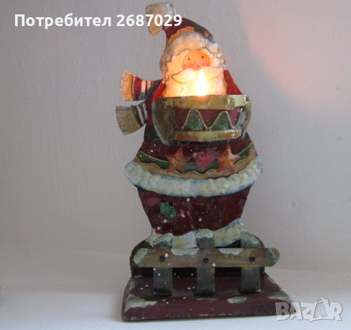 Дядо Мраз стар свещник, метал, снимка 10 - Статуетки - 38976622