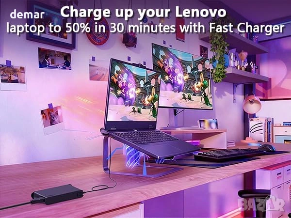 135W USB C зарядно устройство за лаптопи Lenovo, снимка 8 - Кабели и адаптери - 53401266