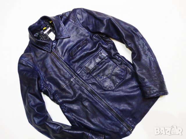 Намалено! G-star Essentials Limited Edition DK Blue Leather Jkt Кожено Яке Естествена Кожа, снимка 5 - Якета - 34630098