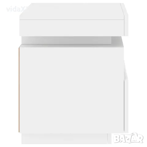 vidaXL Нощни шкафчета с LED осветление, 2 бр, бели, 40x39x48,5 см, снимка 9 - Шкафове - 56148115