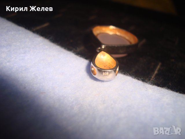 ПОЗЛАТЕН СРЕБЪРЕН АРТ МЕДАЛЬОН СРЕБРО 925 с ЮВЕЛИРНО ШЛИФОВАН РОЗОВ ОПАЛ 25164, снимка 11 - Колиета, медальони, синджири - 35926870