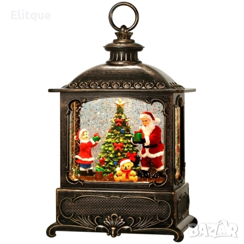 Коледен фенер с LED светлина, музика и таймер – празнична коледна декорация, снимка 4 - Декорация за дома - 52851152